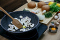 Mushrooms in a pan on the stove