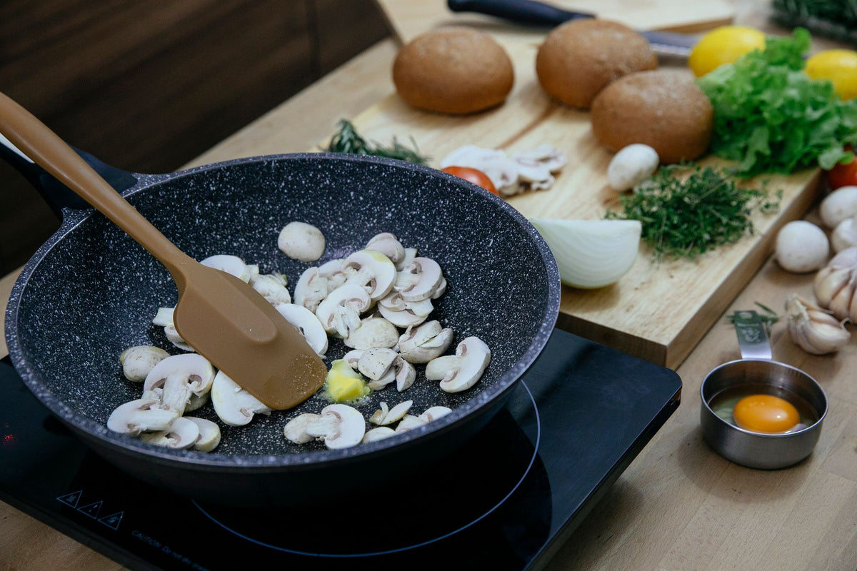 Mushrooms in a pan on the stove