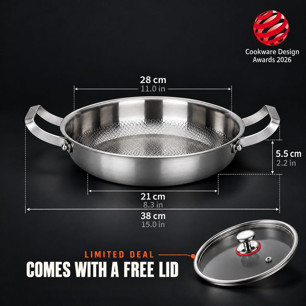 Tinor Gather 28 cm dimensions with free lid